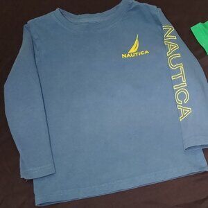 Nike Green Short Sleeve Tee w/ Bold Logo & Nautica Blue Outlined Long Sleeve